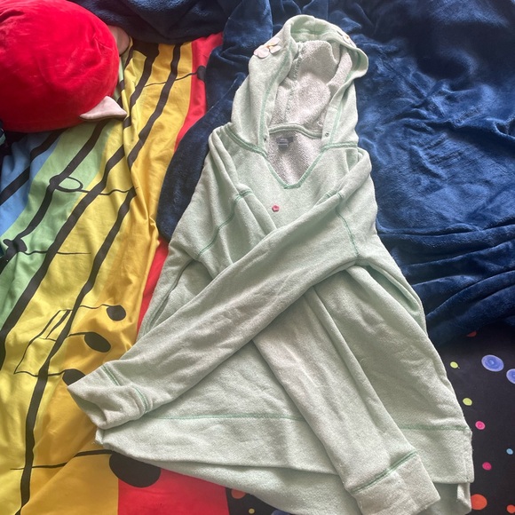 Green aerie hoodie with flora decor I added to the hoodie myself - Picture 3 of 4